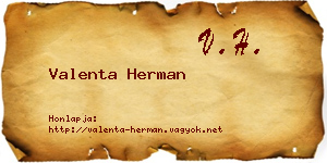 Valenta Herman névjegykártya